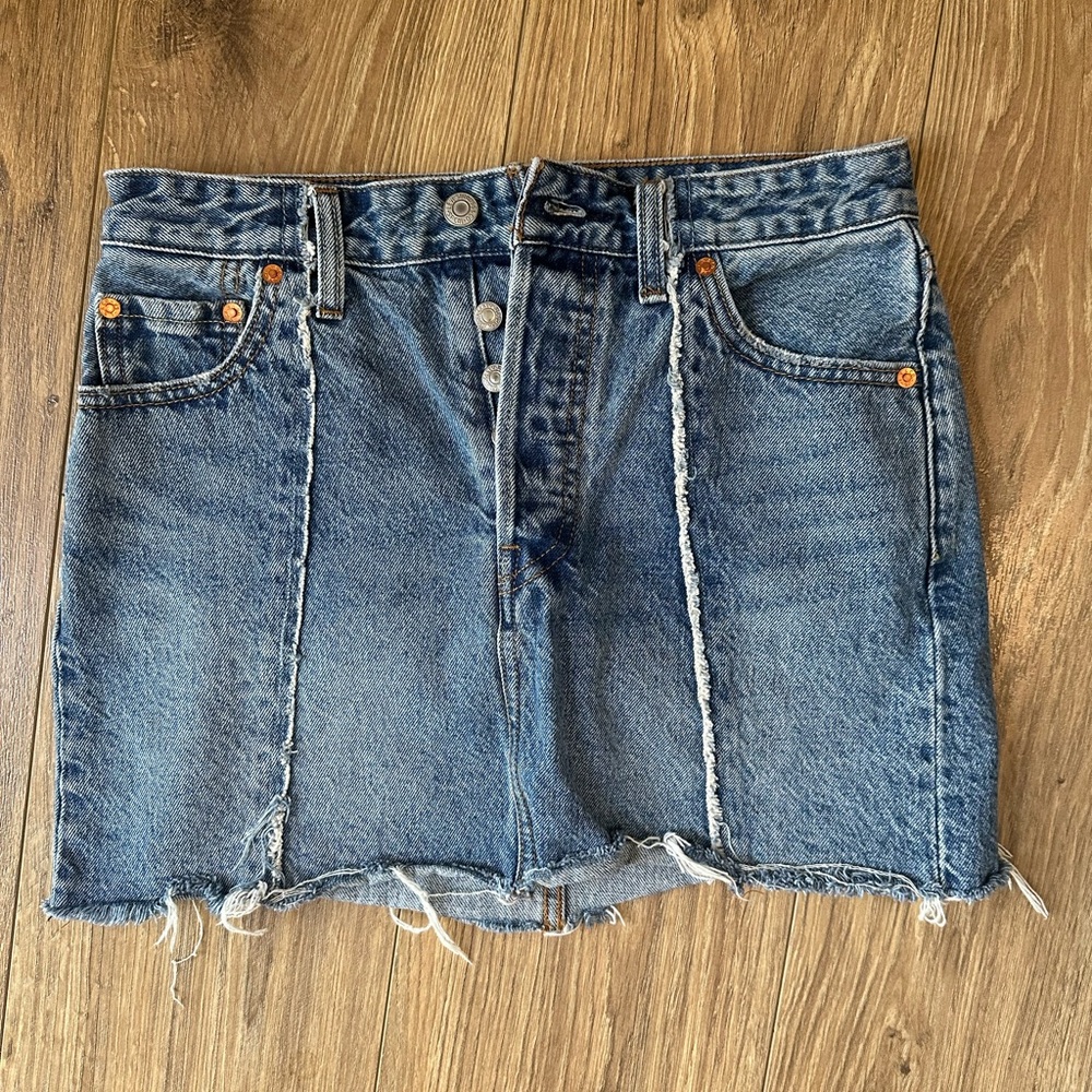 ICON Distressed Denim Blue Pencil Skirt